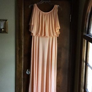 Vintage 1970 Peach Maxi Dress  Size 11-12